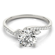Exquisite Bypass Round Diamond Engagement Ring in 10K/14K gold and platinum with certified lab-grown or natural diamonds