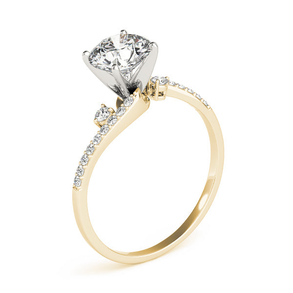 Exquisite Bypass Round Diamond Engagement Ring in 10K/14K gold and platinum with certified lab-grown or natural diamonds