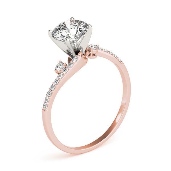 Exquisite Bypass Round Diamond Engagement Ring in 10K/14K gold and platinum with certified lab-grown or natural diamonds