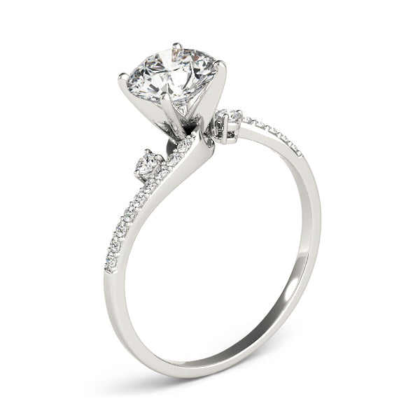 Exquisite Bypass Round Diamond Engagement Ring in 10K/14K gold and platinum with certified lab-grown or natural diamonds