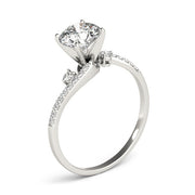 Exquisite Bypass Round Diamond Engagement Ring in 10K/14K gold and platinum with certified lab-grown or natural diamonds