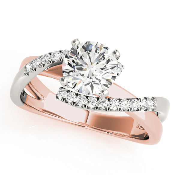 Heirloom Bypass Round Diamond Engagement Ring in 10K/14K gold and platinum with certified lab-grown or natural diamonds