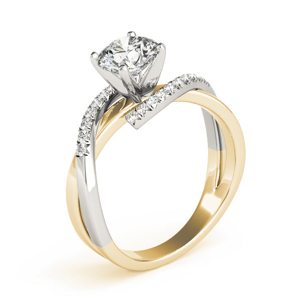 Heirloom Bypass Round Diamond Engagement Ring in 10K/14K gold and platinum with certified lab-grown or natural diamonds
