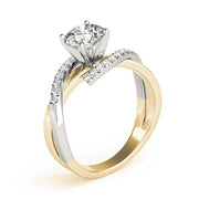 Heirloom Bypass Round Diamond Engagement Ring in 10K/14K gold and platinum with certified lab-grown or natural diamonds