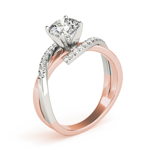 Heirloom Bypass Round Diamond Engagement Ring in 10K/14K gold and platinum with certified lab-grown or natural diamonds