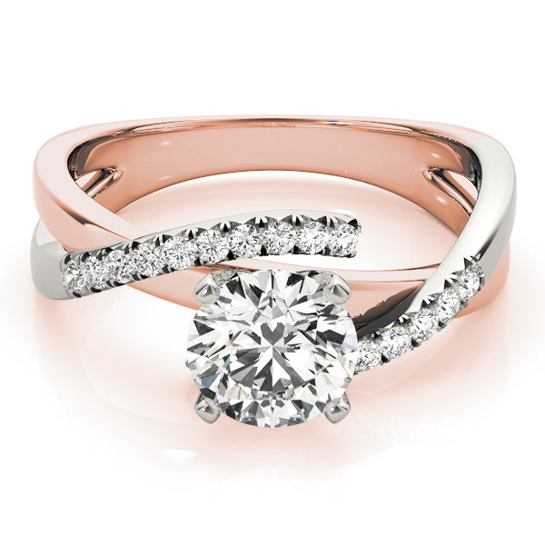 Heirloom Bypass Round Diamond Engagement Ring in 10K/14K gold and platinum with certified lab-grown or natural diamonds