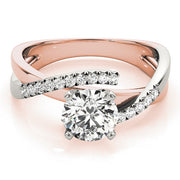 Heirloom Bypass Round Diamond Engagement Ring in 10K/14K gold and platinum with certified lab-grown or natural diamonds