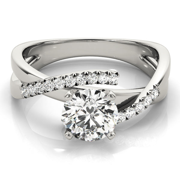 Heirloom Bypass Round Diamond Engagement Ring in 10K/14K gold and platinum with certified lab-grown or natural diamonds