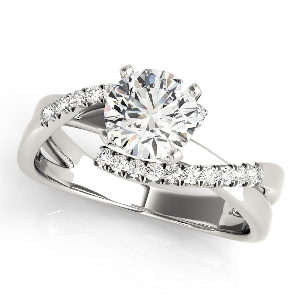 Heirloom Bypass Round Diamond Engagement Ring in 10K/14K gold and platinum with certified lab-grown or natural diamonds