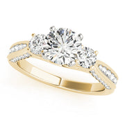 Round Three Stone Diamond Engagement Ring with Split Shank in 10K/14K gold and platinum with certified lab-grown or natural diamonds