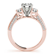 Round Three Stone Diamond Engagement Ring with Split Shank in 10K/14K gold and platinum with certified lab-grown or natural diamonds