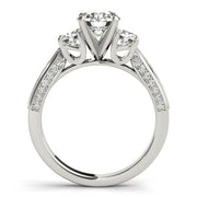 Round Three Stone Diamond Engagement Ring with Split Shank in 10K/14K gold and platinum with certified lab-grown or natural diamonds