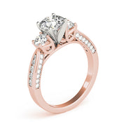 Round Three Stone Diamond Engagement Ring with Split Shank in 10K/14K gold and platinum with certified lab-grown or natural diamonds