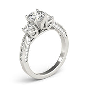 Round Three Stone Diamond Engagement Ring with Split Shank in 10K/14K gold and platinum with certified lab-grown or natural diamonds
