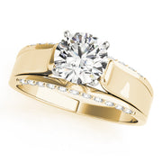 Sculpted Remounts Round Diamond Engagement Ring in 10K/14K gold and platinum with certified lab-grown or natural diamonds