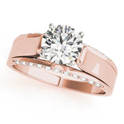Sculpted Remounts Round Diamond Engagement Ring in 10K/14K gold and platinum with certified lab-grown or natural diamonds