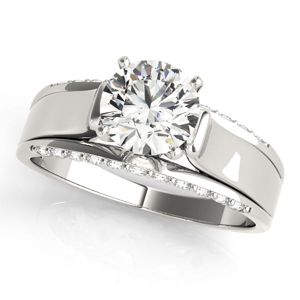 Sculpted Remounts Round Diamond Engagement Ring in 10K/14K gold and platinum with certified lab-grown or natural diamonds