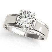 Sculpted Remounts Round Diamond Engagement Ring in 10K/14K gold and platinum with certified lab-grown or natural diamonds