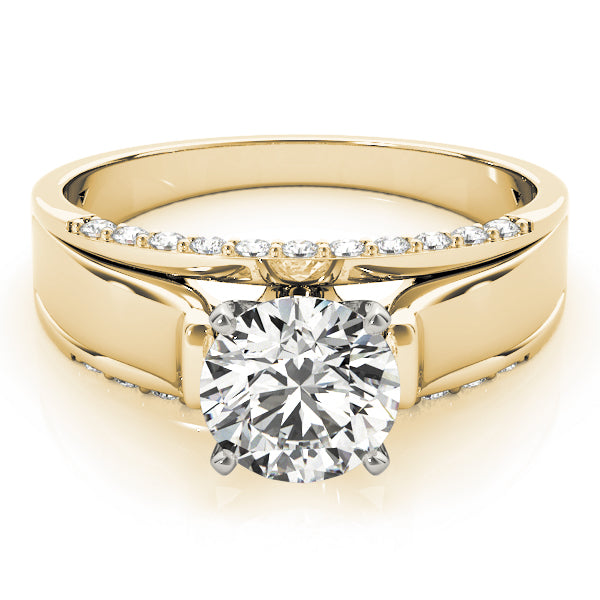 Sculpted Remounts Round Diamond Engagement Ring in 10K/14K gold and platinum with certified lab-grown or natural diamonds