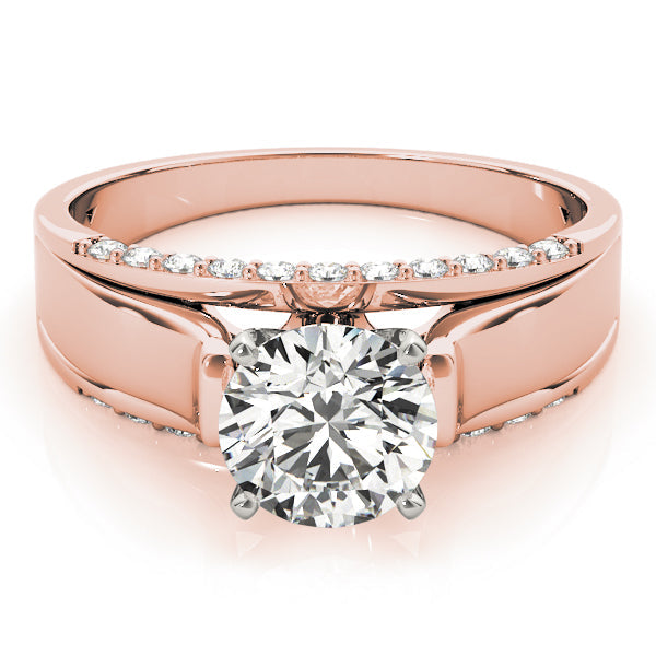 Sculpted Remounts Round Diamond Engagement Ring in 10K/14K gold and platinum with certified lab-grown or natural diamonds