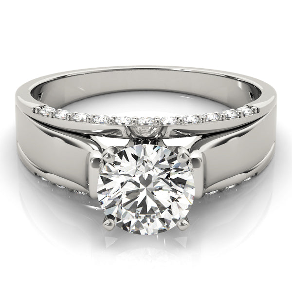 Sculpted Remounts Round Diamond Engagement Ring in 10K/14K gold and platinum with certified lab-grown or natural diamonds