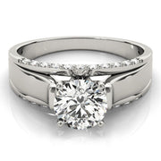 Sculpted Remounts Round Diamond Engagement Ring in 10K/14K gold and platinum with certified lab-grown or natural diamonds