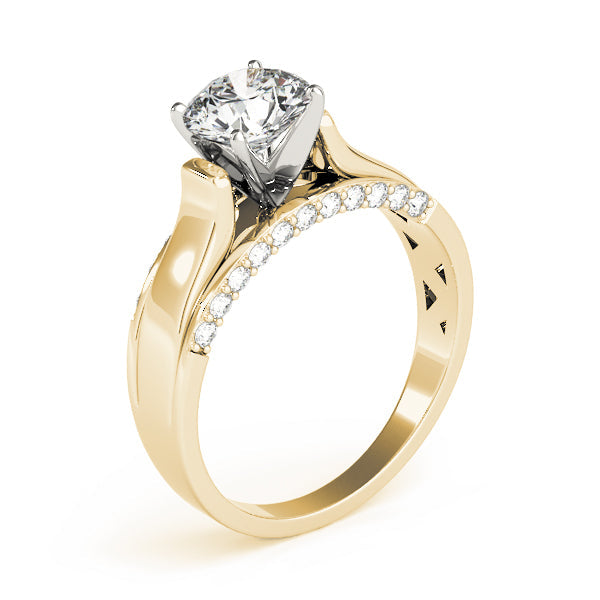 Sculpted Remounts Round Diamond Engagement Ring in 10K/14K gold and platinum with certified lab-grown or natural diamonds