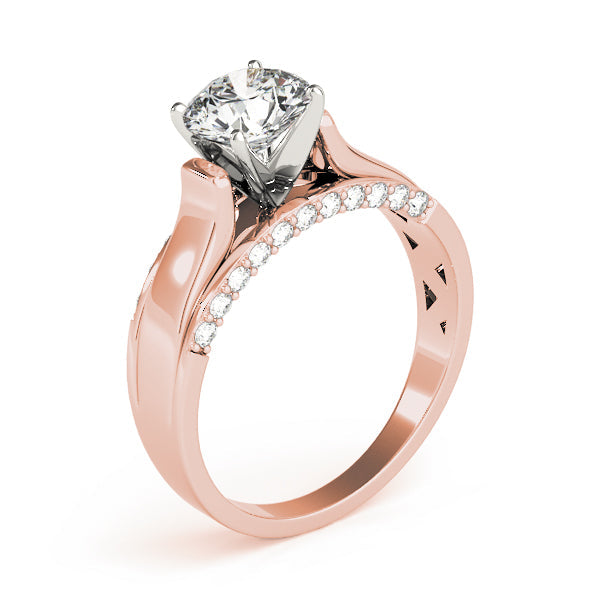 Sculpted Remounts Round Diamond Engagement Ring in 10K/14K gold and platinum with certified lab-grown or natural diamonds