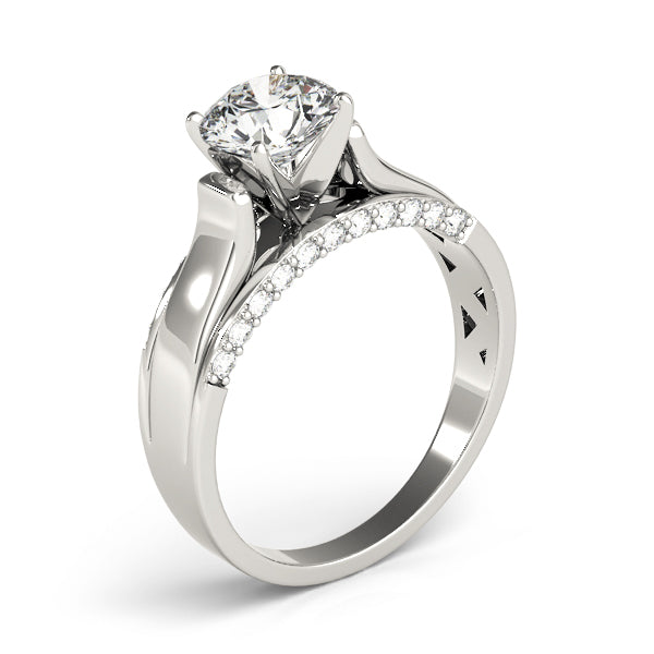 Sculpted Remounts Round Diamond Engagement Ring in 10K/14K gold and platinum with certified lab-grown or natural diamonds