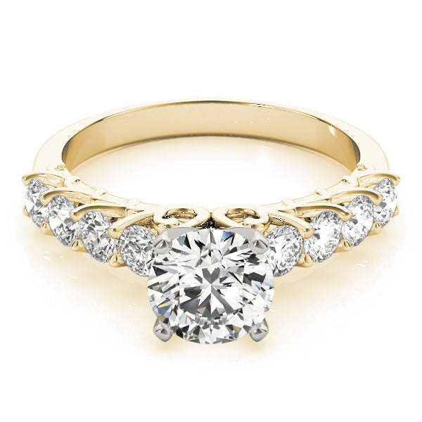 Graceful Prong-Set Round Diamond Engagement Ring in 10K/14K gold and platinum with certified lab-grown or natural diamonds