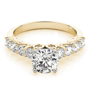 Graceful Prong-Set Round Diamond Engagement Ring in 10K/14K gold and platinum with certified lab-grown or natural diamonds
