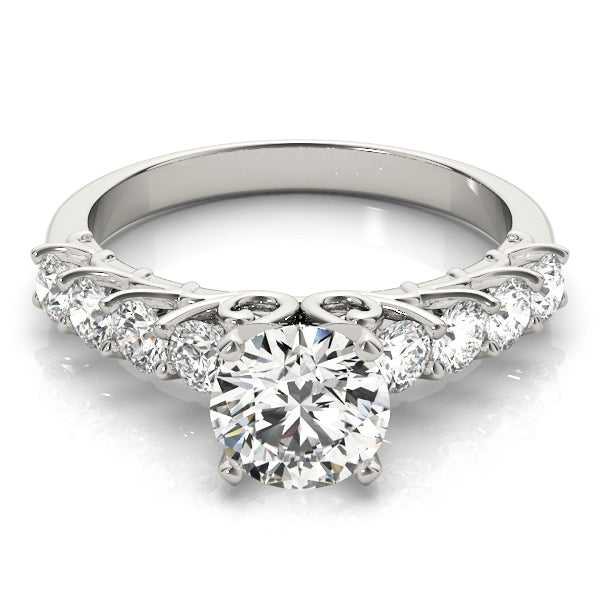 Graceful Prong-Set Round Diamond Engagement Ring in 10K/14K gold and platinum with certified lab-grown or natural diamonds
