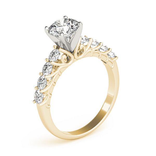 Graceful Prong-Set Round Diamond Engagement Ring in 10K/14K gold and platinum with certified lab-grown or natural diamonds