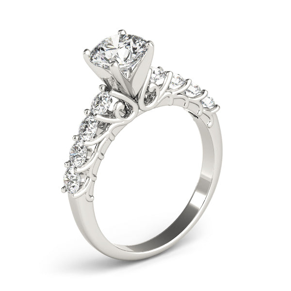 Graceful Prong-Set Round Diamond Engagement Ring in 10K/14K gold and platinum with certified lab-grown or natural diamonds