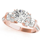 Resplendent Fancy Shape Baguette Remounts Round Diamond Engagement Ring in 10K/14K gold and platinum with certified lab-grown or natural diamonds
