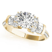 Resplendent Fancy Shape Baguette Remounts Round Diamond Engagement Ring in 10K/14K gold and platinum with certified lab-grown or natural diamonds