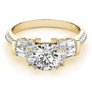 Resplendent Fancy Shape Baguette Remounts Round Diamond Engagement Ring in 10K/14K gold and platinum with certified lab-grown or natural diamonds