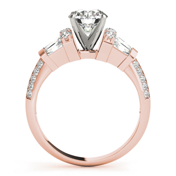 Resplendent Fancy Shape Baguette Remounts Round Diamond Engagement Ring in 10K/14K gold and platinum with certified lab-grown or natural diamonds