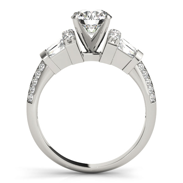 Resplendent Fancy Shape Baguette Remounts Round Diamond Engagement Ring in 10K/14K gold and platinum with certified lab-grown or natural diamonds