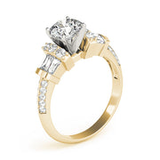Resplendent Fancy Shape Baguette Remounts Round Diamond Engagement Ring in 10K/14K gold and platinum with certified lab-grown or natural diamonds