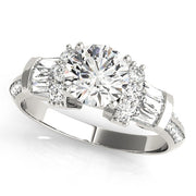 Resplendent Fancy Shape Baguette Remounts Round Diamond Engagement Ring in 10K/14K gold and platinum with certified lab-grown or natural diamonds