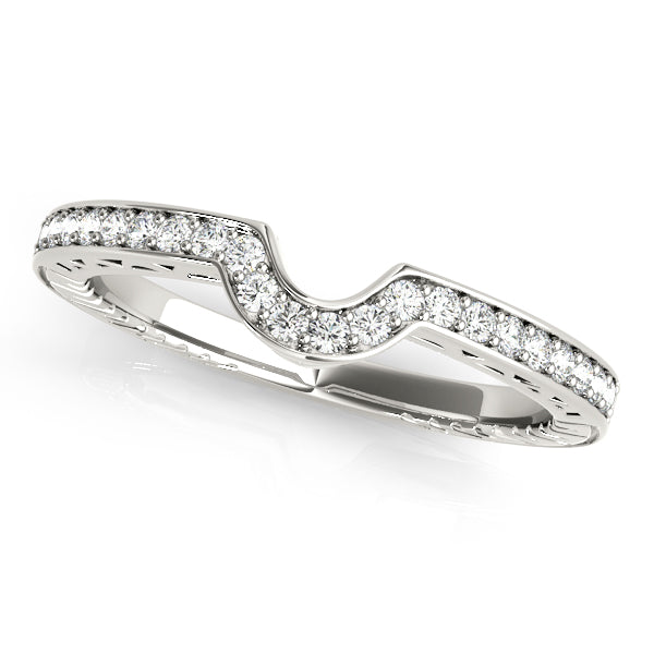 Curved Prong in Channel Half Eternity Ring in Gold & Platinum