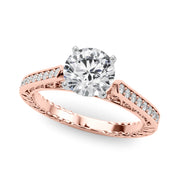 Vintage-Inspired Antique Round Diamond Engagement Ring in 10K/14K gold and platinum with certified lab-grown or natural diamonds