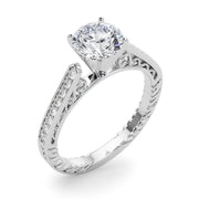 Vintage-Inspired Antique Round Diamond Engagement Ring in 10K/14K gold and platinum with certified lab-grown or natural diamonds