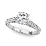 Vintage-Inspired Antique Round Diamond Engagement Ring in 10K/14K gold and platinum with certified lab-grown or natural diamonds