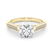Vintage-Inspired Antique Round Diamond Engagement Ring in 10K/14K gold and platinum with certified lab-grown or natural diamonds