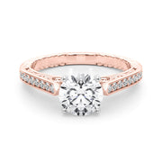 Vintage-Inspired Antique Round Diamond Engagement Ring in 10K/14K gold and platinum with certified lab-grown or natural diamonds