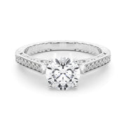 Vintage-Inspired Antique Round Diamond Engagement Ring in 10K/14K gold and platinum with certified lab-grown or natural diamonds