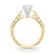 Vintage-Inspired Antique Round Diamond Engagement Ring in 10K/14K gold and platinum with certified lab-grown or natural diamonds