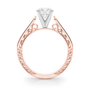 Vintage-Inspired Antique Round Diamond Engagement Ring in 10K/14K gold and platinum with certified lab-grown or natural diamonds